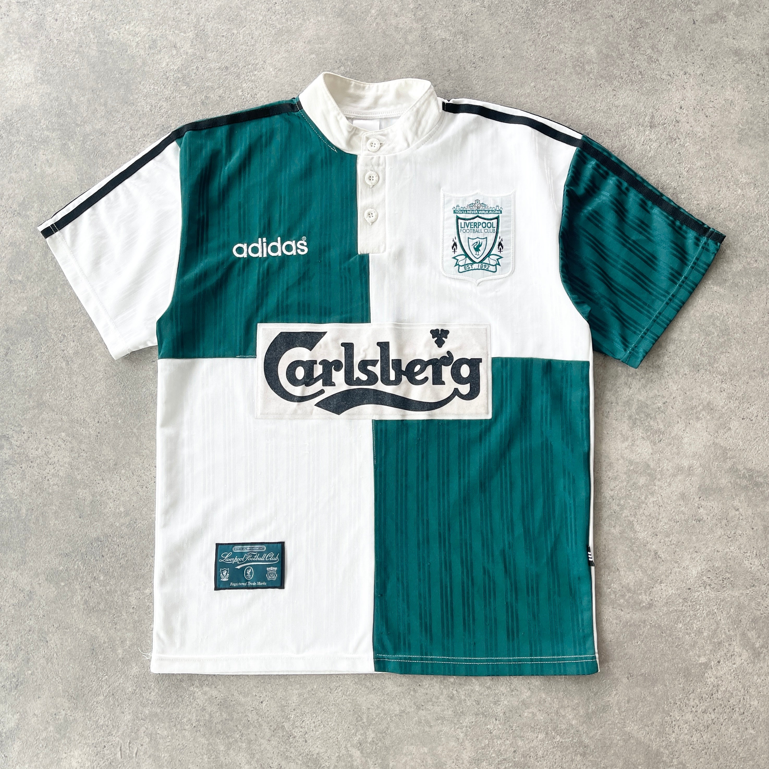 Liverpool x Adidas 1995/96 football away shirt (S)