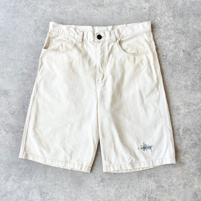 Stussy 2000s script spellout cream jorts (36”)