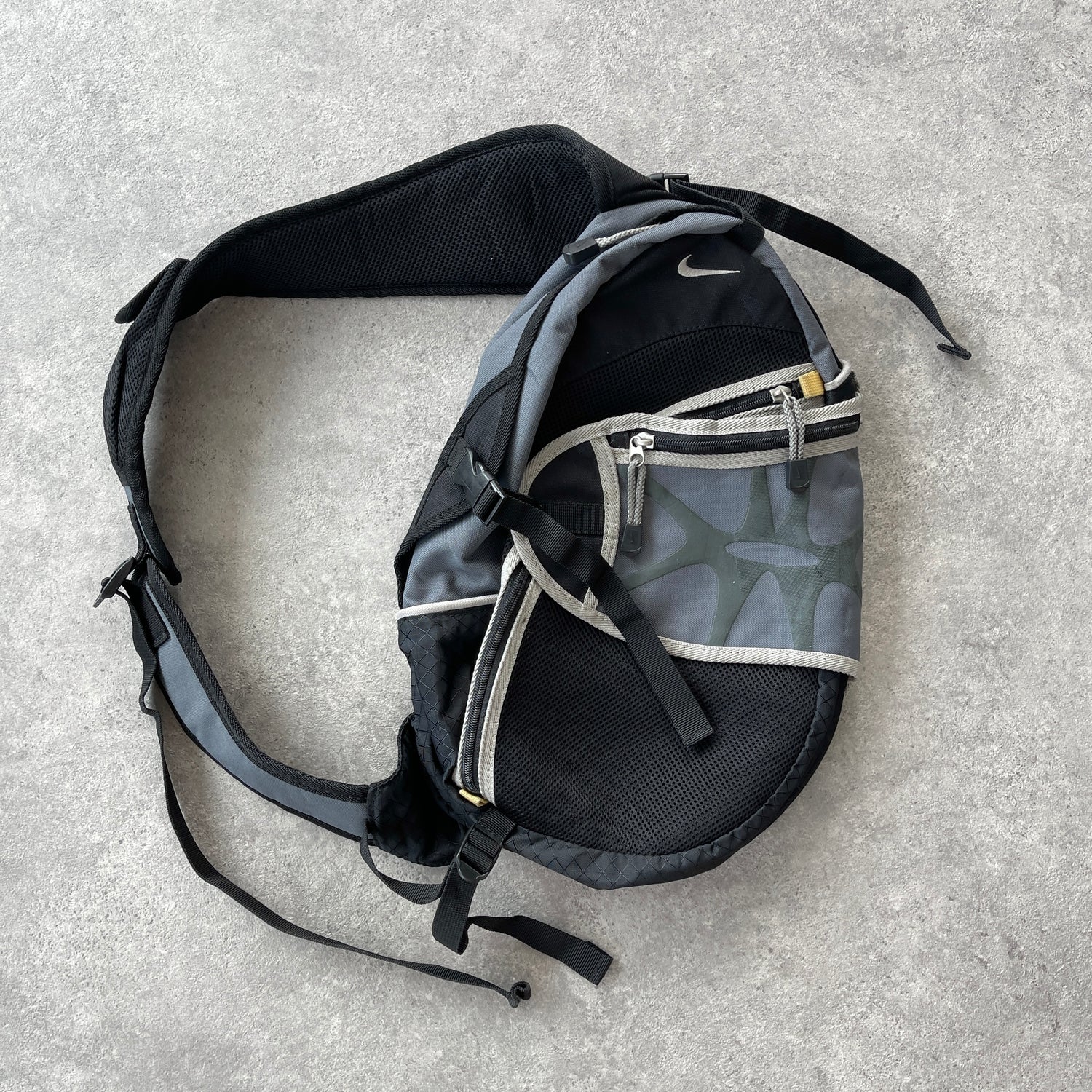 Nike 1990s technical tri-harness sling bag (20”x13”x7”)