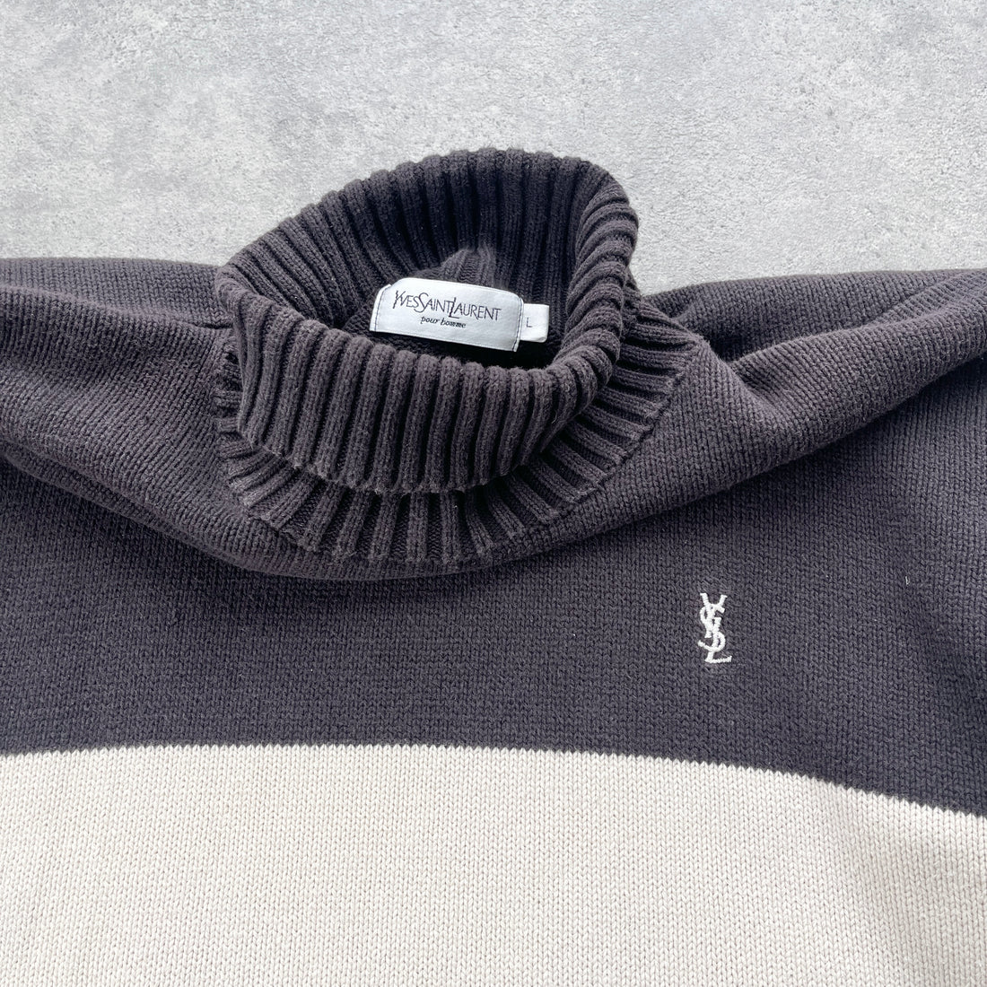 YSL 2000s heavyweight roll neck knitted jumper (L)