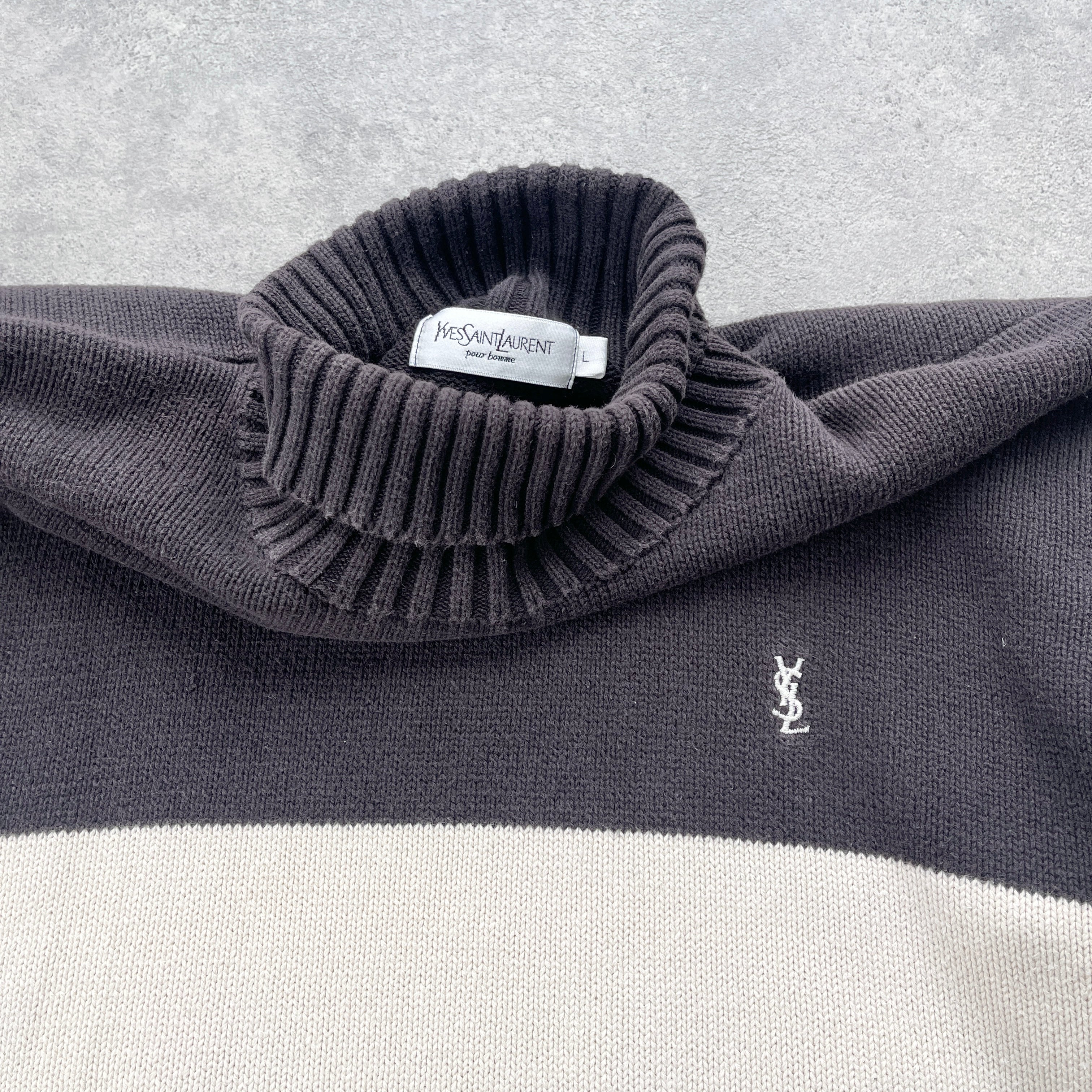 YSL 2000s heavyweight roll neck knitted jumper (L)