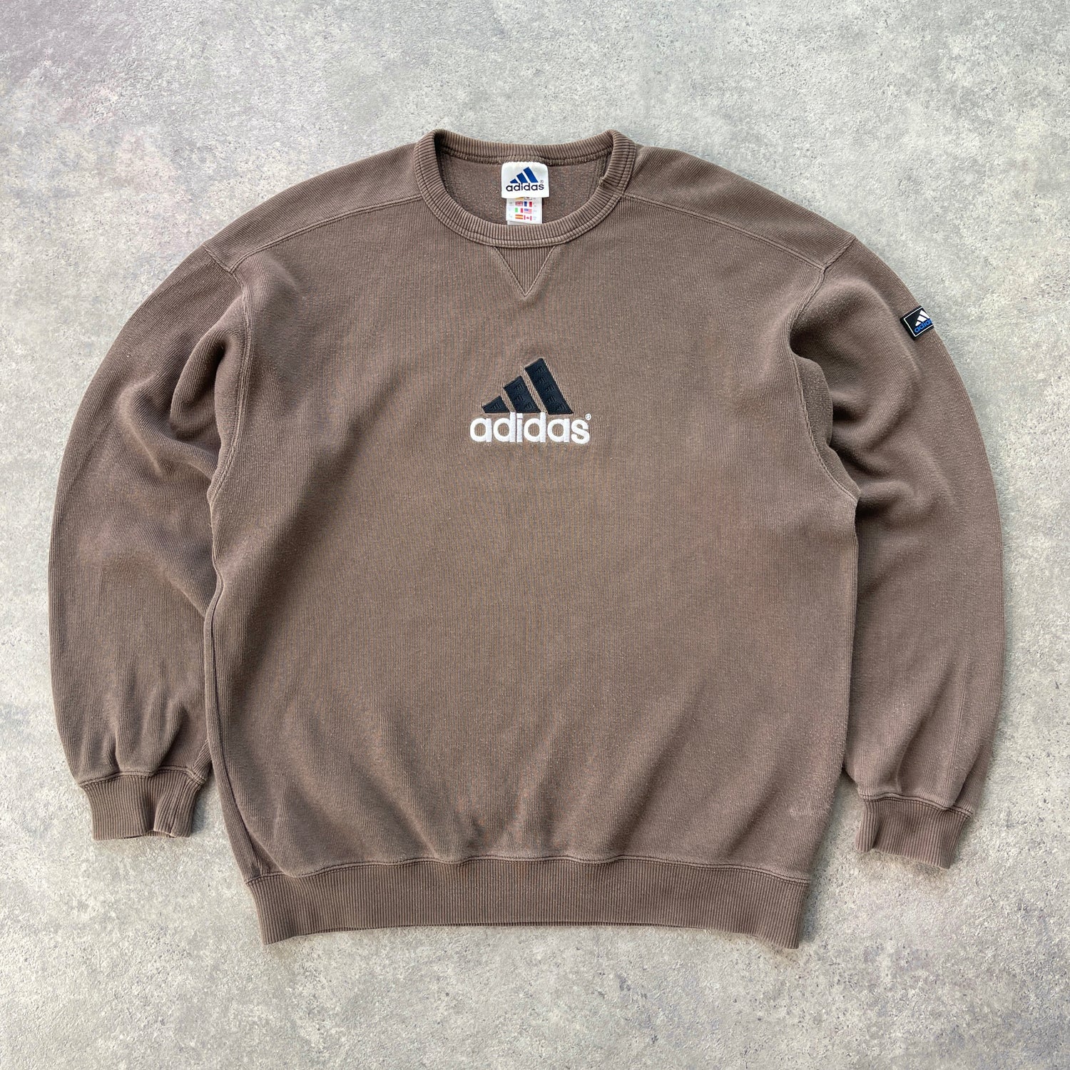 Adidas 1990s heavyweight embroidered ribbed sweatshirt (L)