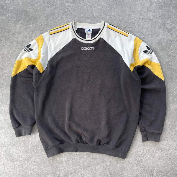 Adidas 1990s colour block embroidered sweatshirt (L)