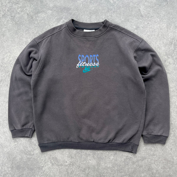 Nike RARE 1990s ‘sports and fitness’ heavyweight embroidered sweatshirt (L)