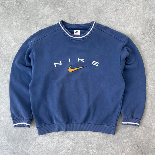 Nike RARE 1990s heavyweight embroidered spellout sweatshirt (M)