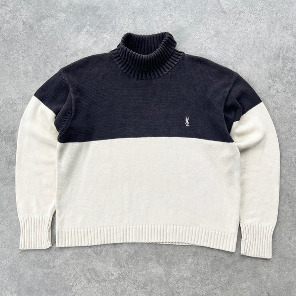 YSL 2000s heavyweight roll neck knitted jumper (L)