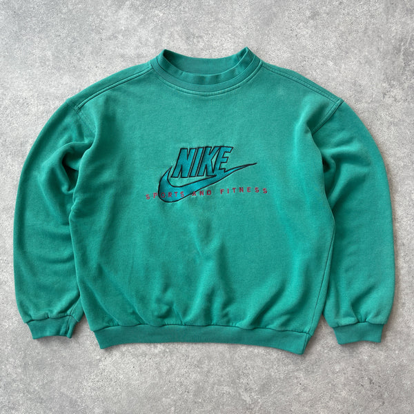 Nike RARE 1990s ‘sports and fitness’ heavyweight embroidered sweatshirt (M)