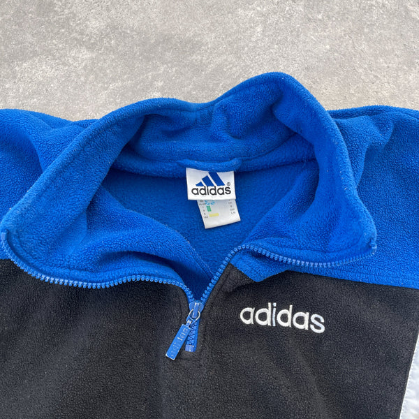 Adidas 1990s 1/4 zip heavyweight colour block fleece jacket (L)