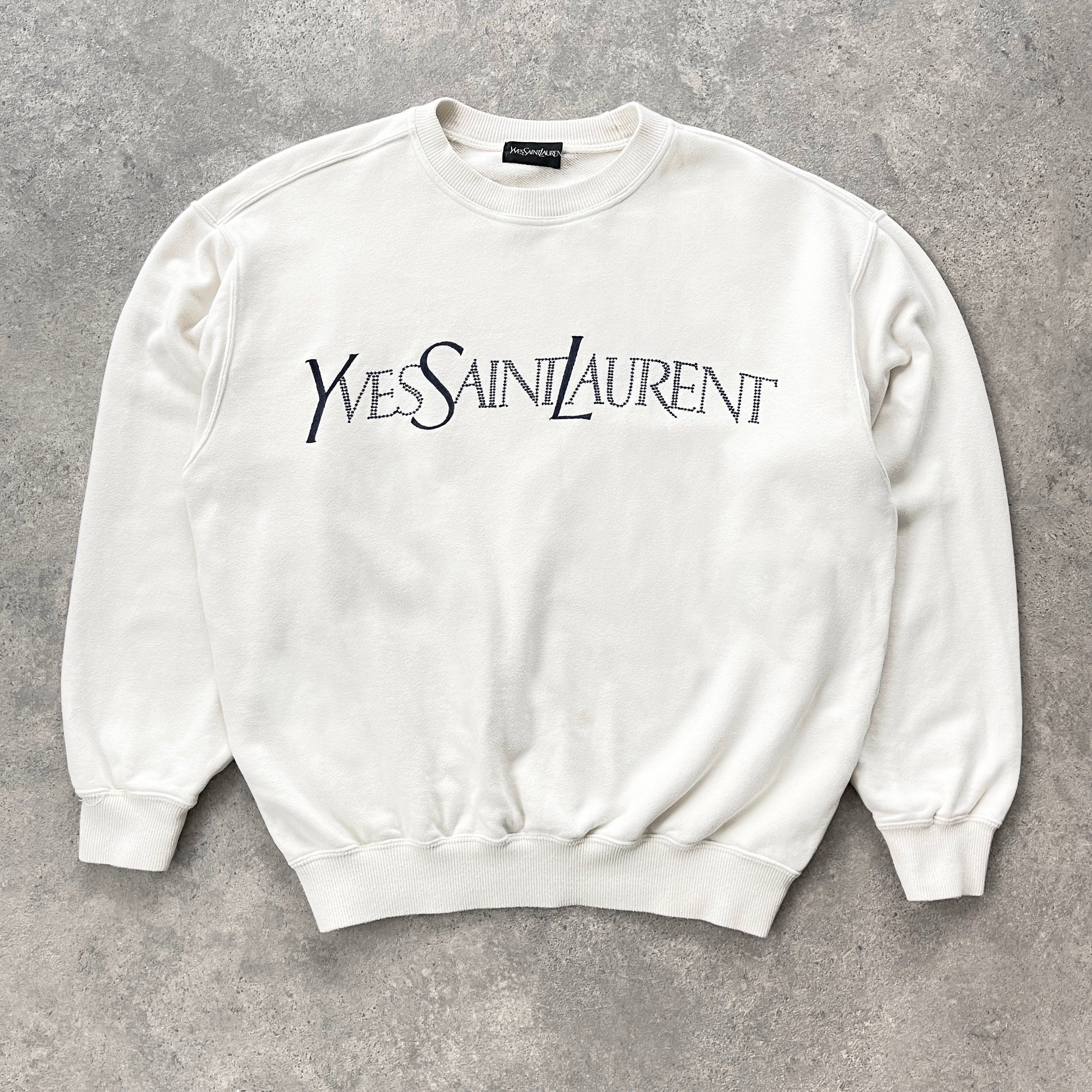 YSL RARE 1990s heavyweight embroidered sweatshirt (M)