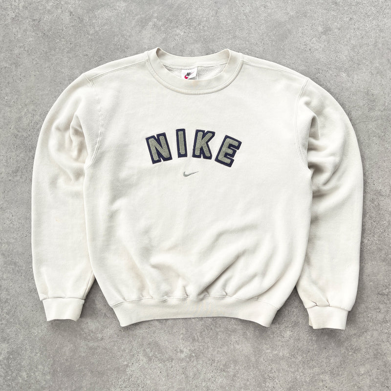 Nike RARE 1990s heavyweight embroidered spellout sweatshirt S