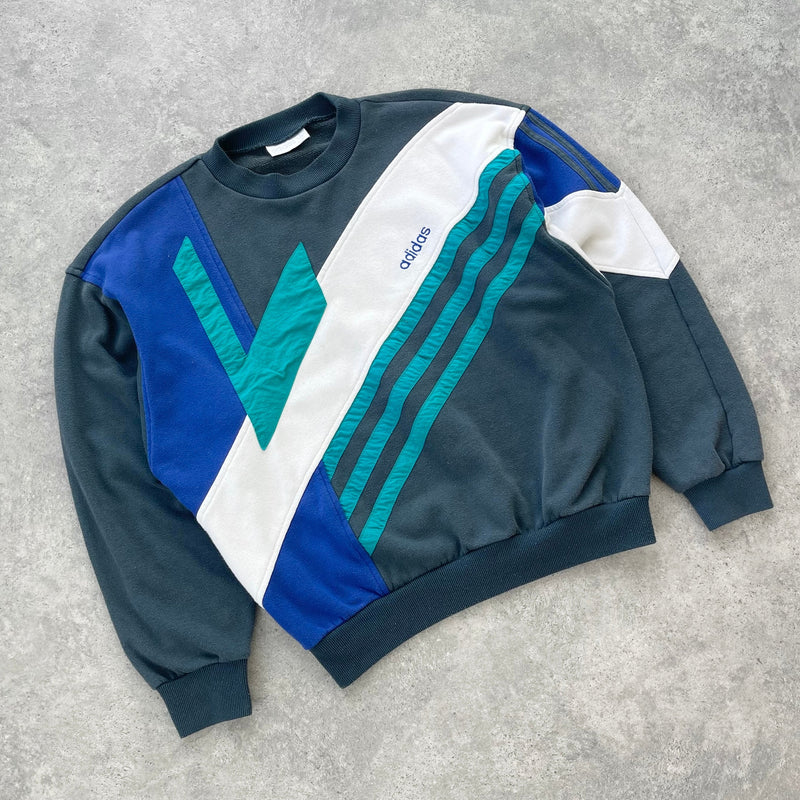 Adidas RARE 1990s colour block embroidered sweatshirt (S)