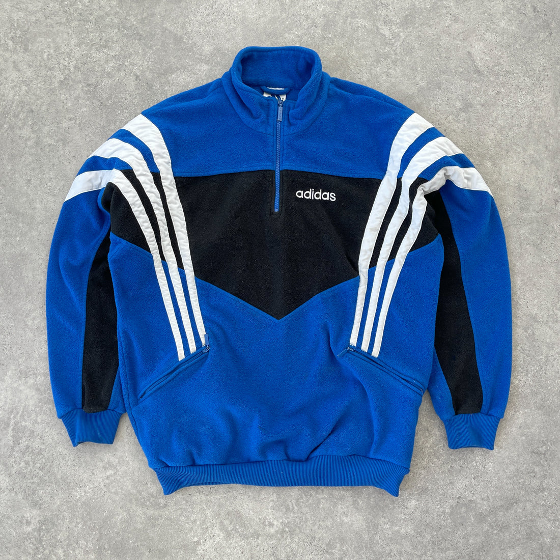 Adidas 1990s 1/4 zip heavyweight colour block fleece jacket (L)