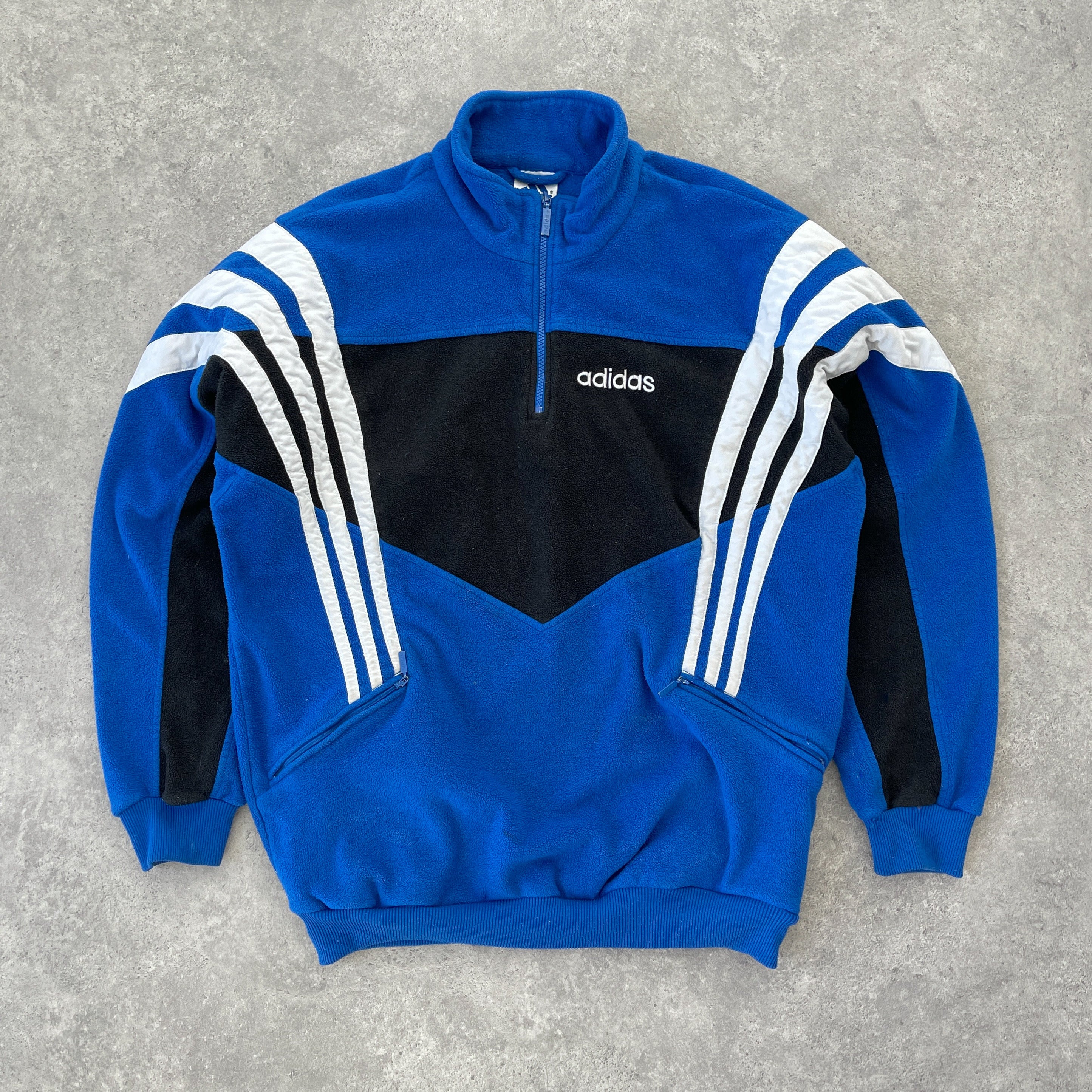 Adidas 1990s 1/4 zip heavyweight colour block fleece jacket (L)