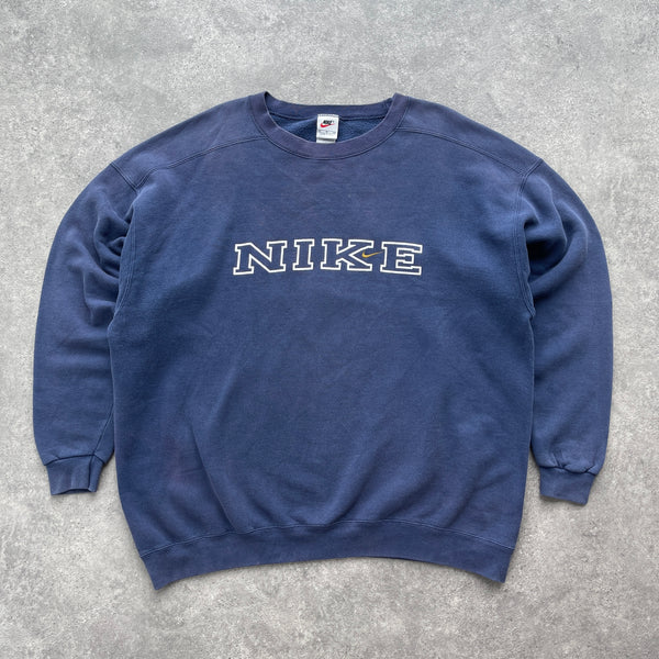 Nike RARE 1990s heavyweight embroidered spellout sweatshirt (XL)