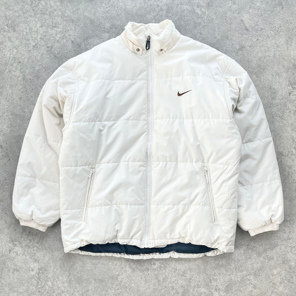 Nike RARE 1990s heavyweight spellout puffer jacket (L)