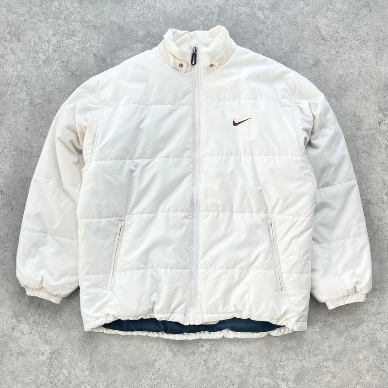 Nike Rare 1990s Heavyweight Spellout Puffer Jacket L Linear Store