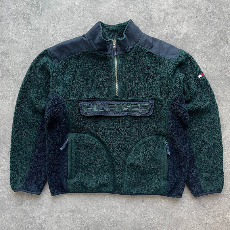 Tommy Hilfiger RARE 1990s 1/4 zip technical sherpa fleece jacket (XL)