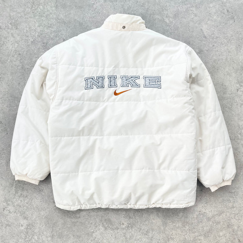 Nike RARE 1990s heavyweight spellout puffer jacket (L)