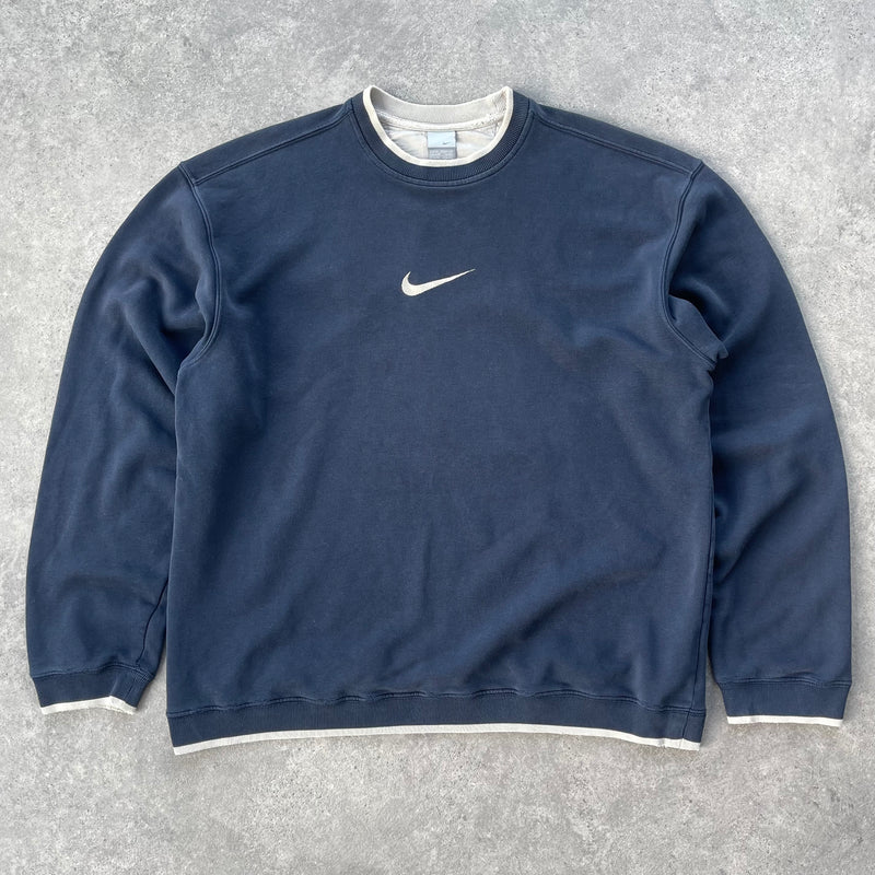 Nike 2000s heavyweight embroidered swoosh sweatshirt (XL)